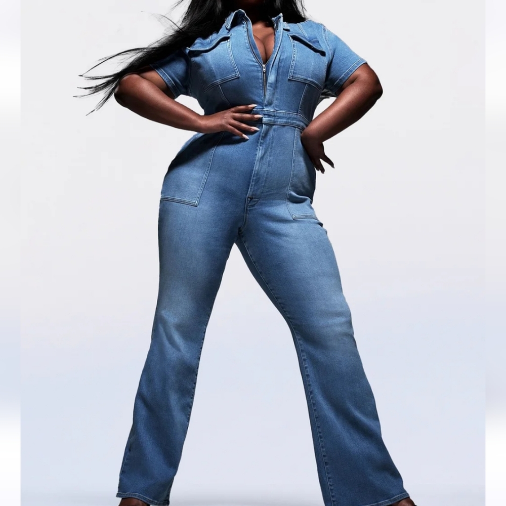 Skinny Bootcut Denim Jumpsuit